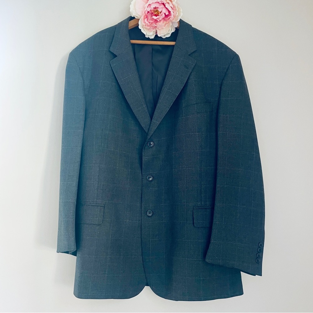 Jos. A. Bank Wool Suit Gray Check Mens Two Button 50R